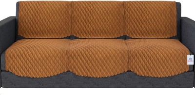 Heart Home Velvet Checkered Sofa Cover(Brown Pack of 6)