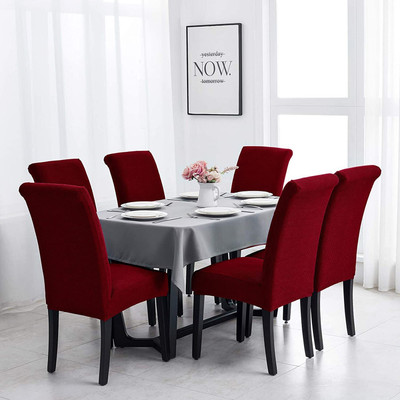 Pinkleaf Polyester 6 Seater Chair Plain Cover(Pack of 6 Maroon)