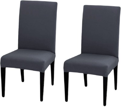 HOTKEI Polycotton Plain Chair Cover(Dark Grey Pack of 2)