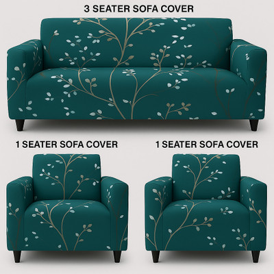 Quirky Home Polyester Geometric 3+1+1 Seater Sofa Cover(Green Pack of 1)