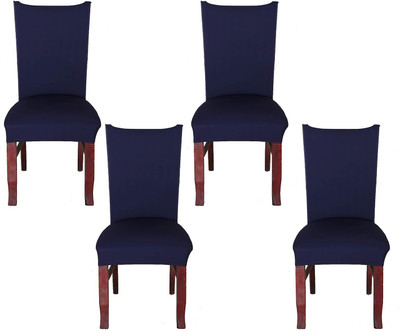 TURIYA Polycotton, Polyester Plain 4 Seater Chair Cover(Blue Pack of 4)