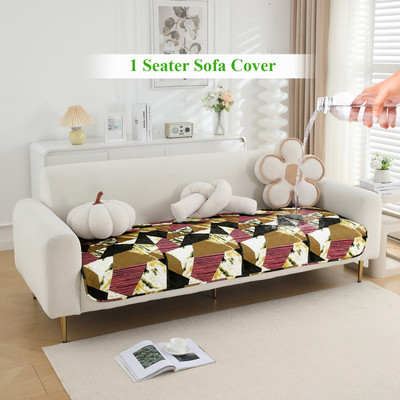 HOKiPO Polyester Abstract 1 Seater Sofa Cover(Wine Abstract Geometry Pack of 1)