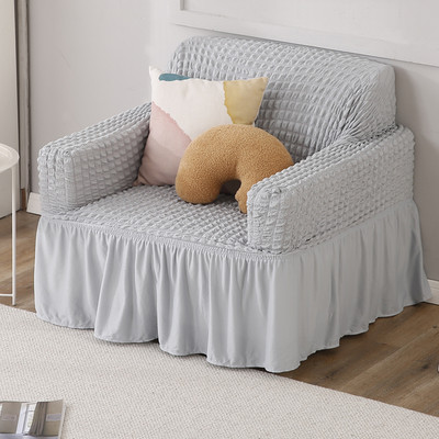HOKiPO Polyester Plain 1 Seater Sofa Cover(Ash Grey Pack of 1)