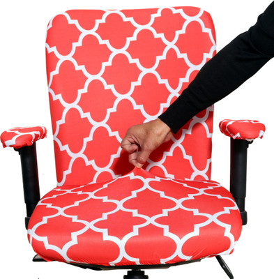 Eleganta Polyester Abstract 1 Seater Chair Cover(Red Pack of 1)