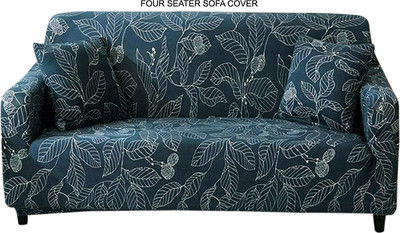 HOUSE OF QUIRK Polyester Abstract 3 Seater Sofa Cover(Blue Pack of 1)