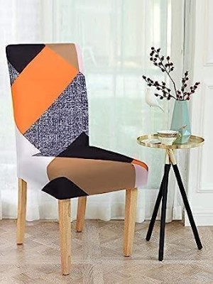 Roodra Creations Polycotton Geometric Chair Cover(orange Pack of 1)