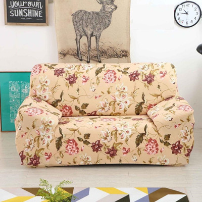 EXOTICE Polyester 3+1+1 Seater Sofa Floral Cover(Pack of 3 Peach)