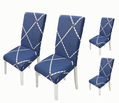 Magic Cover Polyester Abstract 1 Seater Chair Cover(Blue Pack of 4)