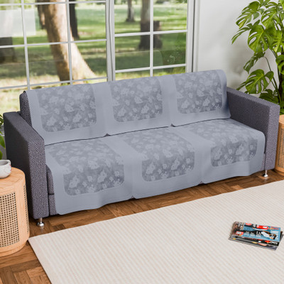 KUBER INDUSTRIES Cotton 3 Seater Sofa Floral Cover(Pack of 6 Grey)
