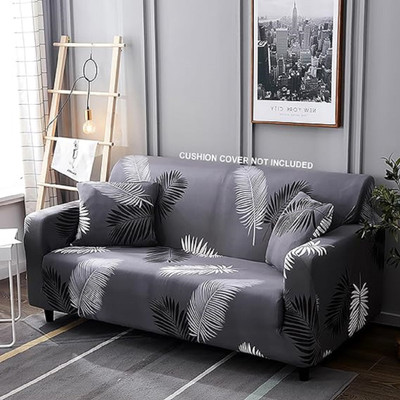 TURIYA Polyester, Polycotton Geometric 3 Seater Sofa Cover(Grey Pack of 1)