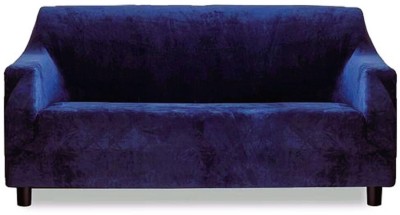 TURIYA Velvet, Polyester Plain Sofa Cover(Blue Pack of 1)