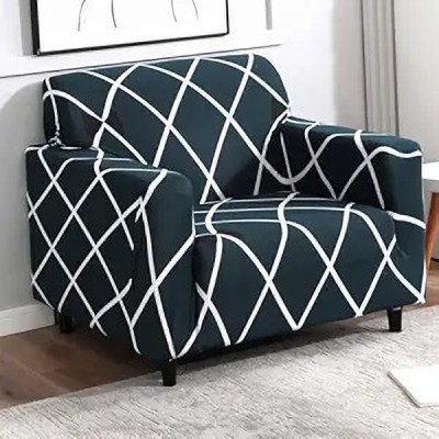 Roodra Creations Polycotton Abstract 3+1+1 Seater Sofa Cover(Blue Pack of 3)