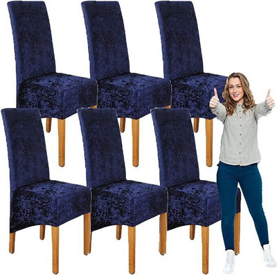 Akshra Loomtex Velvet 1 Seater Chair Abstract Cover(Pack of 6 Blue)