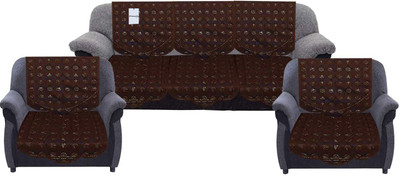 HOMESTIC by Kuber Industries Cotton 3+1+1 Seater Sofa Floral Cover(Pack of 5 Brown)