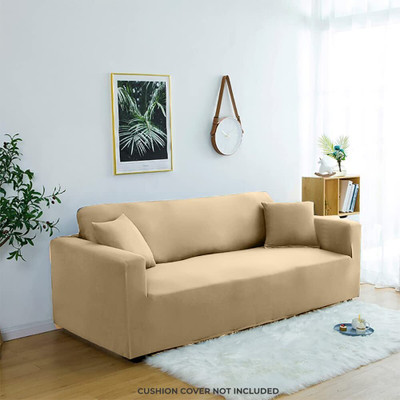 Abhsant Polyester Abstract 3+1+1 Seater Sofa Cover(Beige Pack of 3)