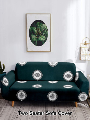 Cortina Polyester 3 Seater Sofa Geometric Cover(Pack of 1 Green)