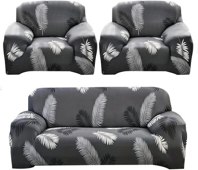 TURIYA Polyester, Polycotton Abstract 3+1+1 Seater Sofa Cover(Grey Pack of 1)