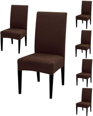 igi Polyester 4 Seater Chair Plain Cover(Pack of 6 BROWN)