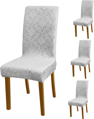 HOKiPO Velvet 4 Seater Chair Damask Cover(Pack of 4 Light Grey)