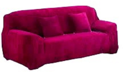 TURIYA Velvet, Polyester 3 Seater Sofa Plain Cover(Pack of 1 Vine Red)