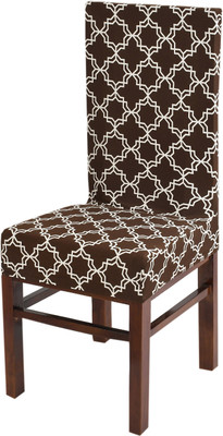 YELLOW WEAVES Polyester Geometric 1 Seater Chair Cover(Coffee Pack of 1)