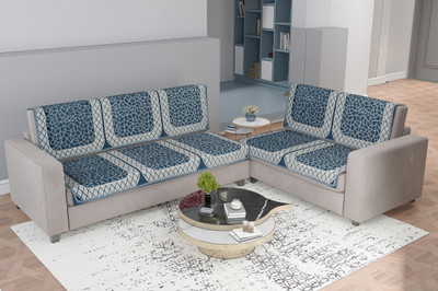 Nendle Velvet Abstract 3+2 Seater Sofa Cover(Grey Pack of 4)