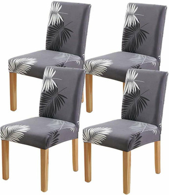 SGJ Polyester 1 Seater Chair Abstract Cover(Pack of 4 Grey)