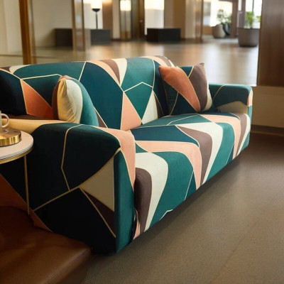 VARIKSH HOMES Polyester Geometric 3 Seater Sofa Cover(Multicolor Pack of 1)