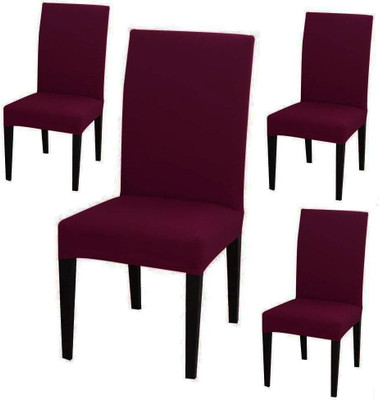 KAPRIDO Polyester Plain 1 Seater Chair Cover(Maroon Pack of 4)