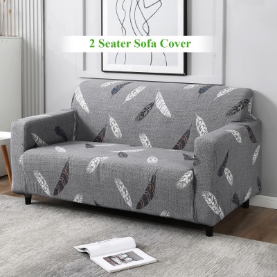 HOKiPO Polyester Floral Sofa Cover(Grey Feather Pack of 1)