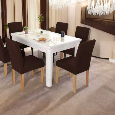 Pinkleaf Polycotton 6 Seater Chair Plain Cover(Pack of 6 Brown)
