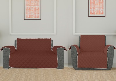 KUBER INDUSTRIES Polyester Plain Sofa Cover(Brown & Gray Pack of 2)