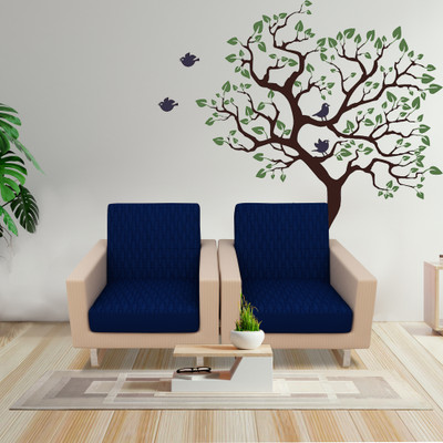 Dream Care Cotton 3 Seater Sofa Plain Cover(Pack of 4 Navy Blue)
