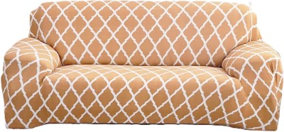 TURIYA Polyester, Polycotton Floral 3 Seater Sofa Cover(Beige, Gold, White Pack of 1)