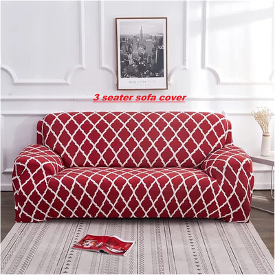 Rabhnoor Polyester Abstract 3 Seater Sofa Cover(Maroon Pack of 1)