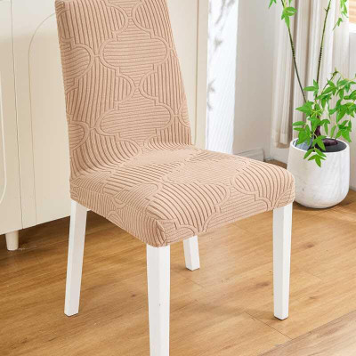 HOMETHREADS Jacquard 1 Seater Chair Striped Cover(Pack of 1 Beige)