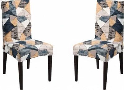 SHEIKHECORE Polycotton 1 Seater Chair Geometric Cover(Pack of 2 LIGHT BLUE)
