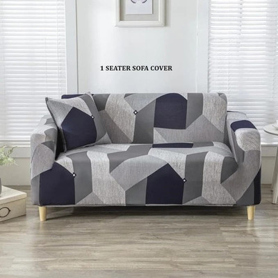 TONY STARK Polycotton 1 Seater Sofa Striped Cover(Pack of 1 Grey)