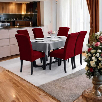 DFH Polycotton Plain 1 Seater Chair Cover(Red Pack of 6)