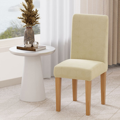 lukzer Jacquard 1 Seater Chair Plain Cover(Pack of 2 Pastel Yellow Starlight)