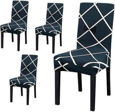 QUIRKYHUB Polycotton 1 Seater Chair Geometric Cover(Pack of 4 Blue)