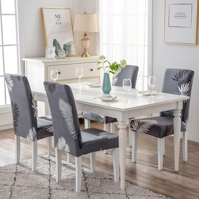 QUIRKYHUB Polycotton 1 Seater Chair Geometric Cover(Pack of 4 Grey)