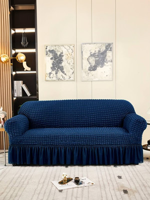 Flipkart SmartBuy Polyester Plain 3 Seater Sofa Cover(Blue, Clear Pack of 1)