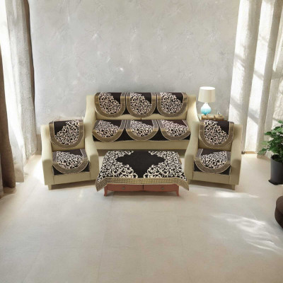 DFH Polycotton Abstract 3+1+1 Seater Sofa Cover(Multicolor Pack of 1)