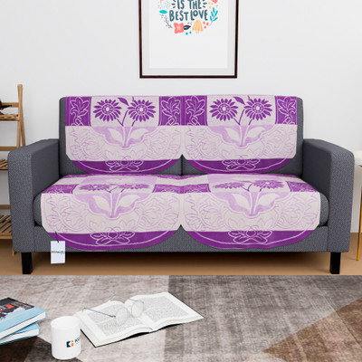 HOMESTIC by Kuber Industries Cotton 2 Seater Sofa Floral Cover(Pack of 4 Purple)