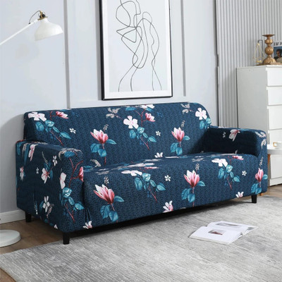 FurShine Polyester 3 Seater Sofa Floral Cover(Pack of 1 BLUE)