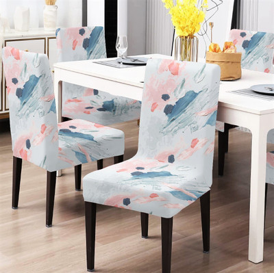 DECORIAN Polycotton 1 Seater Chair Abstract Cover(Pack of 4 Blue, Pink)