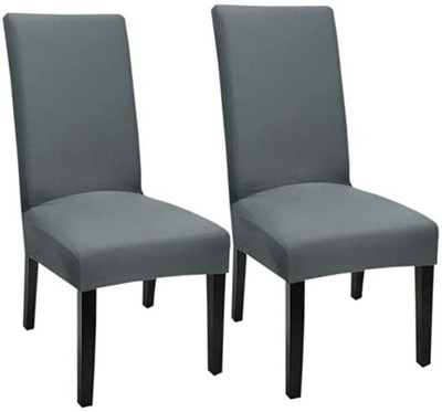 TONY STARK Polycotton Plain 1 Seater Chair Cover(Grey Pack of 2)