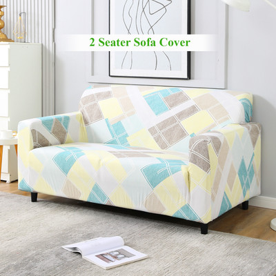HOKiPO Polyester 2 Seater Sofa Geometric Cover(Pack of 1 Pastel Diamond)