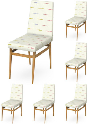 MY ARMOR Polyester Geometric 1 Seater Chair Cover(White Dots Pattern Pack of 6)